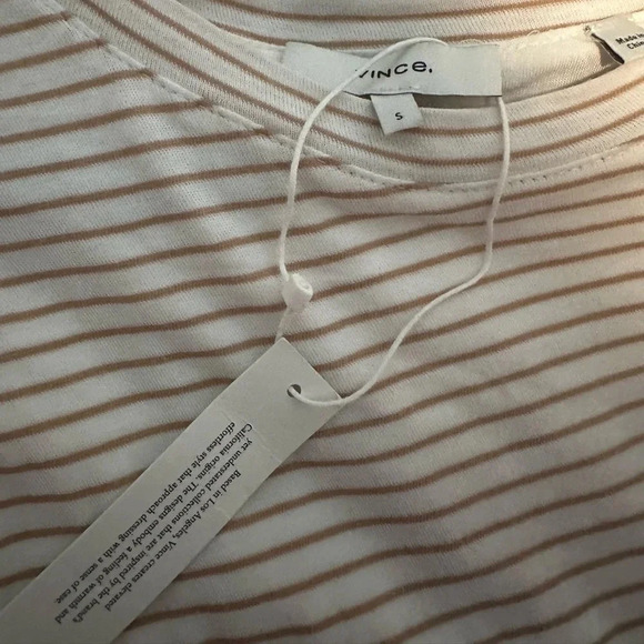 VINCE Classic Stripe Side Tie Dress In Brown NWT size small - Picture 4 of 4